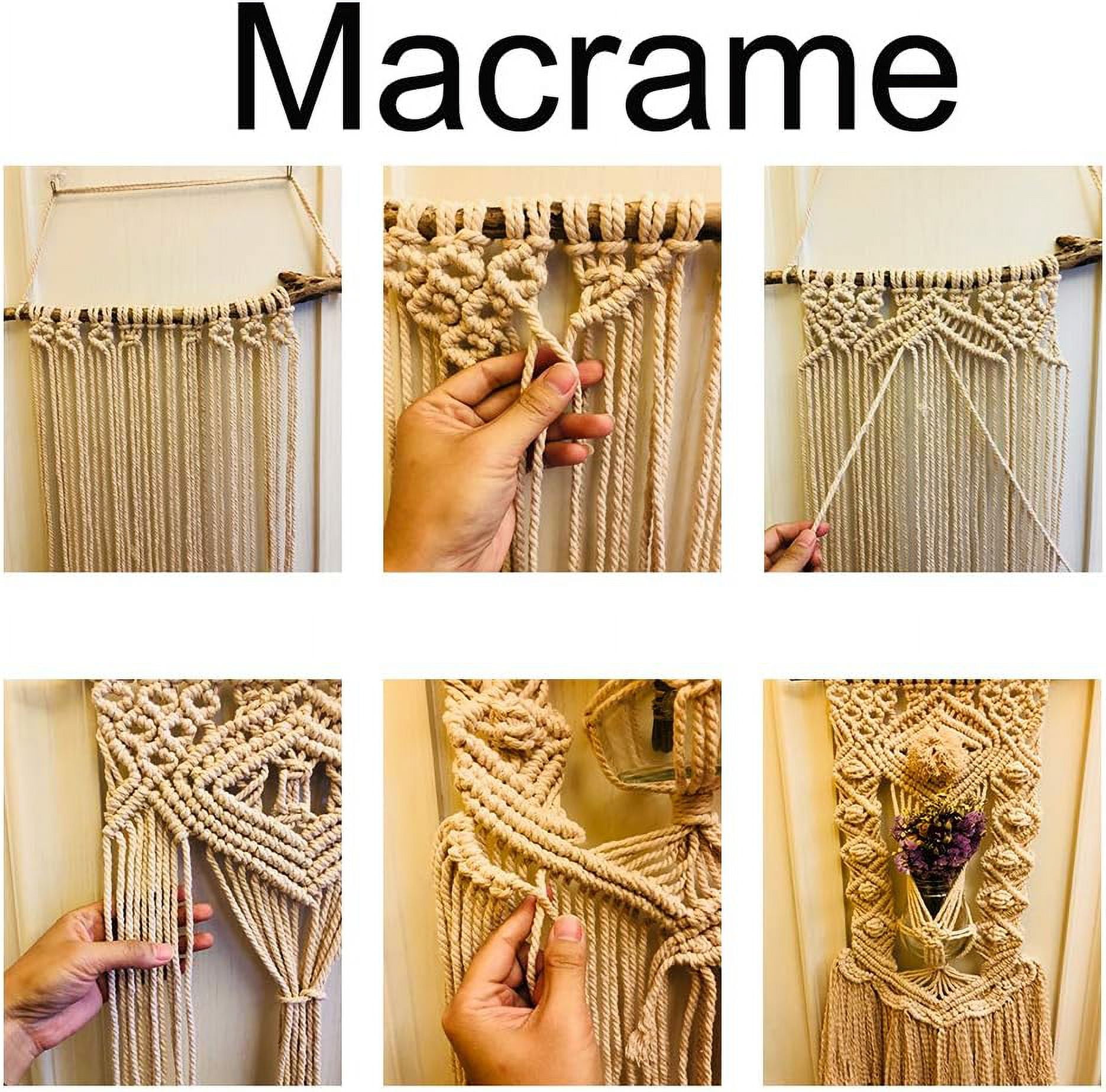 1Roll Macrame Cotton Cord Twisted Cotton Rope for Wall Hanging Plant Hangers Crafts and Wedding Decorations Floral White 4mm 120.29 yards(110m)/roll