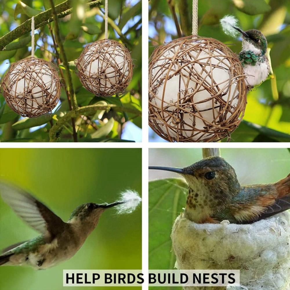 2 Pcs Bird Nesters Refillable Cotton Nesting Material Bird Toys for Hummingbirds 