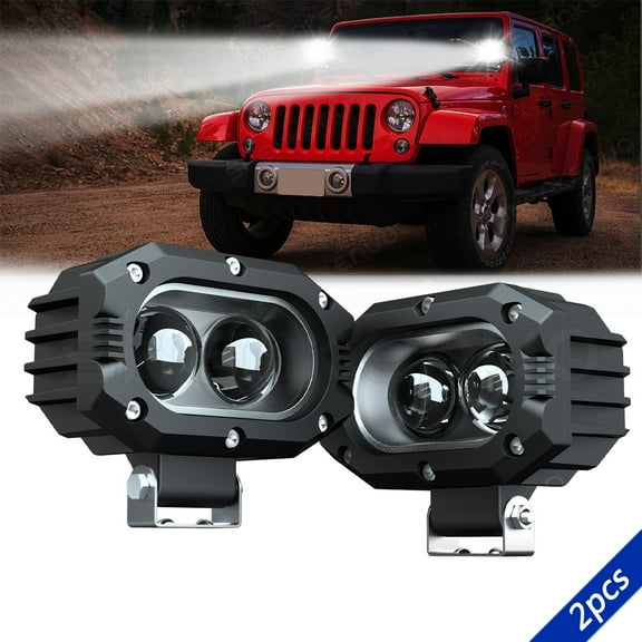 2pcs 4In 12D LED Spot Work Lights Bar Driving Pods Lamp for Motorcycle OffRoad ATV Driving Fog Beam