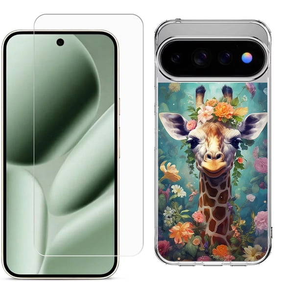 Shockproof Phone Case for Google Pixel 11 / 11 Pro, by OneToughShield - Giraffe Flower