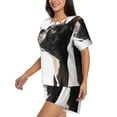 thumbnail image 2 of Daiia Black And White Boston Terrier Pattern Womens Pajama Sets Short Sleeve Pajamas for Women Sets Soft Lounge Sets Casual Round Neck Sleepwear PJS-Large, 2 of 7