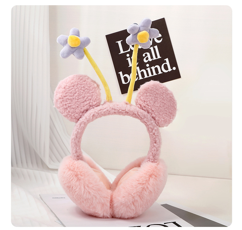 HCXIN 2022 Winter Floral Thermal Earmuffs Women's Korean Fashion Plush