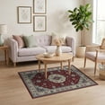 thumbnail image 3 of ODIKA 4'x6' Washable Area Rug Boho Large Farmhouse Mosaic Vintage Rosette Center Bohemian Teal for Home Office, Under Desk, Non-Slip Chair-Friendly, Flatwoven, 3 of 7