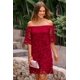 thumbnail image 5 of Vestido PRETTYGARDEN Mini Floral de Encaje Rojo Vino con Hombros Descubiertos M, 5 of 8