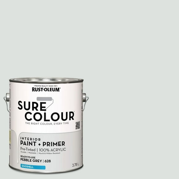 Rust-Oleum Sure Colour™ Peinture + Apprêt, Intérieur Coquille d'oeuf, Gris Galet 3,78L 3,78L