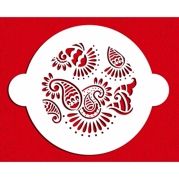 Designer Stencils C389 Mehndi Cake Top 5 Inch Cake Stencil, Beige/semi-transparent
