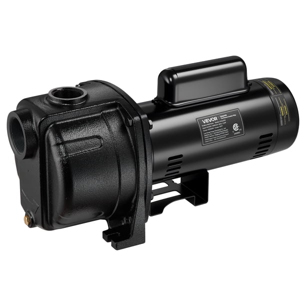Bomba de chorro para pozos poco profundos VEVOR de 2 HP, 230 voltios, 5200 GPH, de hierro fundido, con altura máxima de elevación de 112 pies, válvula de retención, protección térmica