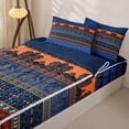 thumbnail image 3 of jejeloiu Bold Border Zipper Full Size Comforter Sets with Fitted Sheet and 2 Pillowcases For Men Women,Tribal Print Zipper Bedding Set,Blue Orange,Navy Blue Reversible,4-Piece, 3 of 7