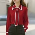 thumbnail image 2 of Eres Más Que una Camisa de Puntuación de Prueba Casual de Manga Larga Cuello Redondo Blusa de Poliéster Bufanda Camisa Top Mujer Sudadera de Moda, 2 of 6