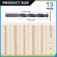 thumbnail image 2 of 1/16"-3/8" Drill Bit Set, Jobber Straight Shank Bits Kit M2 High-Speed Steel for Metal Steel Wood 135 Degree Split Point Black Oxide Finish - 15 Pack, 2 of 7