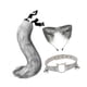 thumbnail image 3 of Conjunto de orejas y cola larga de animal para mujer, orejas de peluche, pinza para el pelo para graduación y Navidad. gris, 3 of 9