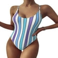 thumbnail image 1 of Women‘s Striped One-piece Swimsuit Color Blocking Sling Swimwear, 1 of 4
