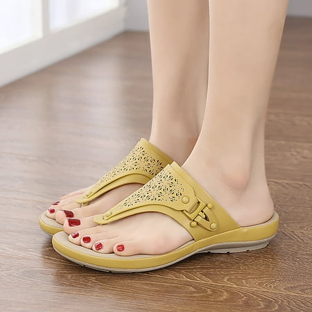 

Aayomet Sandals for Women Dressy Summer Women Summer Solid Color Slip On Casual Open Toe Wedges Comfortable Beach Shoes Sandals Yellow 8.5