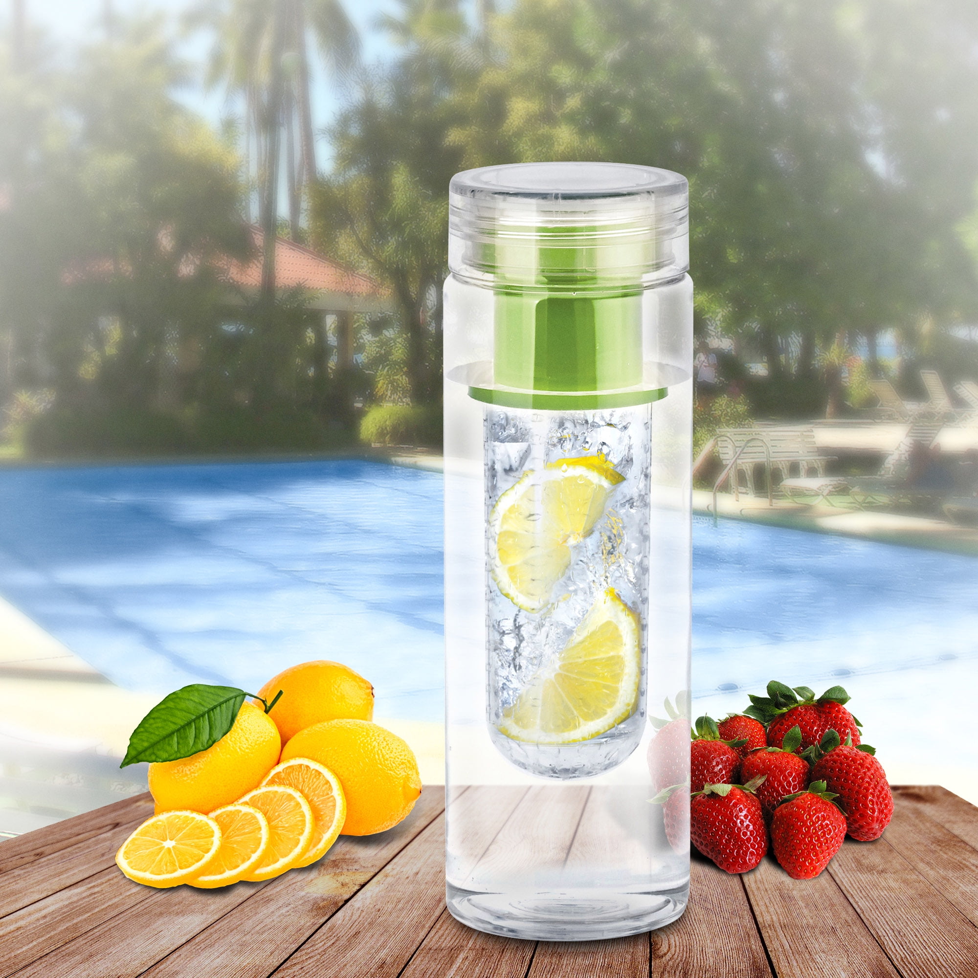 Green Bpa Free Clear Tea Tumbler Water Bottle fruit Infuser Travel Mug