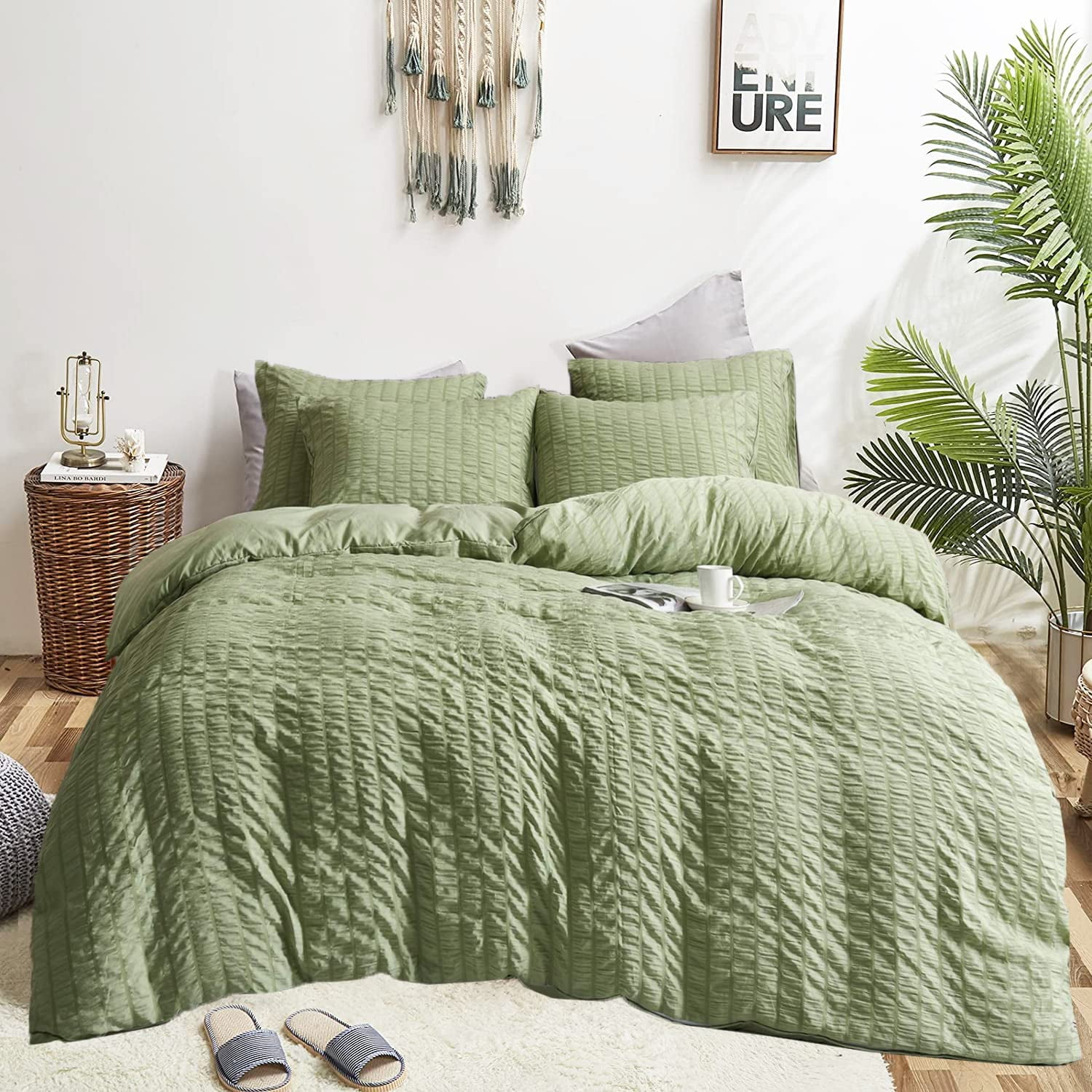 Sage Green Comforter Sets Full Light Green Seersucker Bedding Women Men