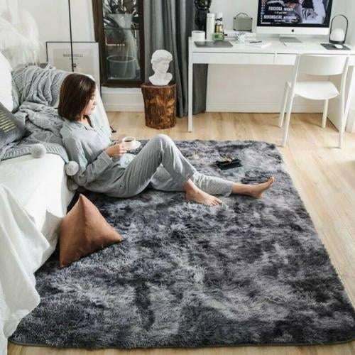 Area Rugs for Bedroom Living Room, 4ft x 6ft Navy Blue Fluffy Carpet for  Teens Room, Shaggy Throw Rug Clearance for Nursery Room, Fuzzy Plush Rug  for