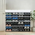 thumbnail image 2 of 8 Tier Portable Shoe Rack Organizer 64 Pair Covered Shoe Storage Shelves Rack 32 Grids Tower Shelf Storage Cabinet Stand Expandable for Heels,Boots,Slippers,Perfect For Entryway,Hallway,Closet,BLACK, 2 of 14