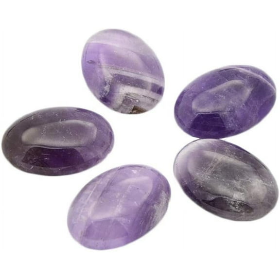 10pcs Natural Gemstone Cabochons Flat Back Oval Amethyst Stone
