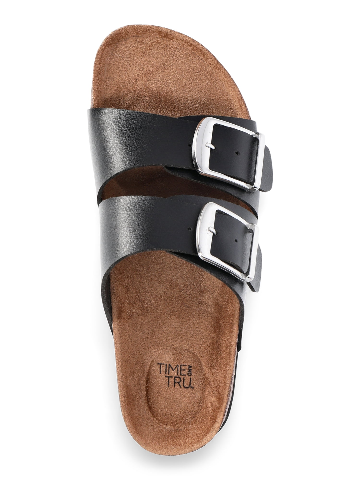 Time and Tru Women's Footbed Slide Sandals, Wide Width Available