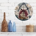 thumbnail image 6 of Sharks Roaring Wave Sailboat Round Wall Clock Silent Analog Battery Operated Gold Pointer Home Decor 9.84" Diameter, 6 of 11