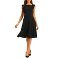 thumbnail image 1 of INSPIRE CHIC Robe Fourreau Sans Manches pour Femme, Costume, Encolure Bateau, Décontractée, Bureau, S, Noir, 1 of 6