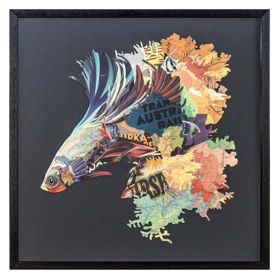 Yosemite Home Decor "Dragon Scale" Glass Framed 3D Wall Art in Multi-Color