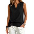 thumbnail image 4 of Tank Top for Women Loose Fit Sleeveless V Neck Camisole Tops Dressy Casual Eyelet Summer Flowy Cami Shirts Blouse Black XL, 4 of 6