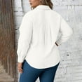 thumbnail image 5 of Horkkom Plus Size Tops for Women Solid Color Long Sleeve Button Down Shirts Spring Summer Casual Loose Blouses with Pocket L, 5 of 7