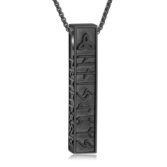 Norse Viking Rune Urn Necklaces for Ashes Bar Stainless Steel Cremation Jewelry Human / Pet Ashes Holder Memorial Keepsake Pendant