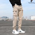 thumbnail image 2 of Pantalones de mono de Color sólido para hombre a la moda, pantalones de chándal informales sueltos, pantalones deportivos para hombre, 2 of 5