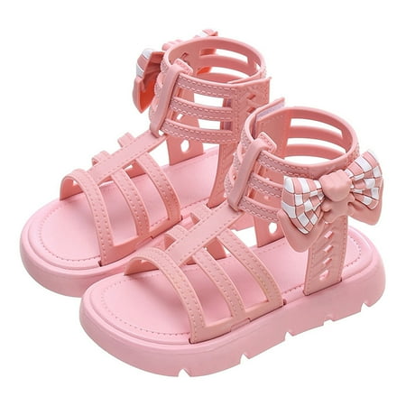 

Little Big Girls Summer Gladiator Sandals High Top With Bow Cute Walking Shoes Princess Shoes