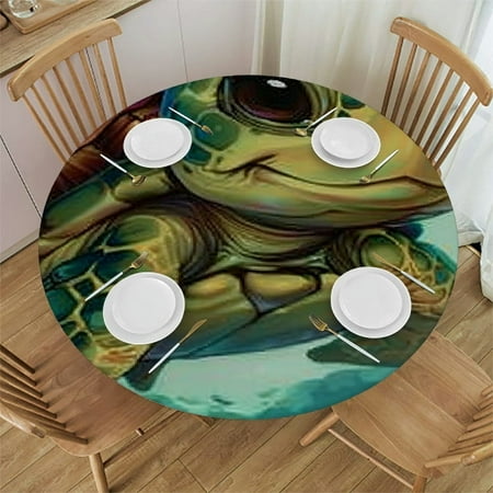 

Patifu Turtle Bow Round Tablecloth with Elastic Edge Stain-Resistant and Washable Ideal for Indoor and Outdoor Use Home Decor 31 -35