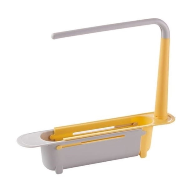 Soporte para fregadero de cocina, estante de drenaje retráctil para fregadero, colgador Meterk Amarillo