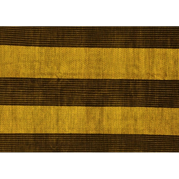 Ahgly Company Machine Washable Indoor Rectangle Abstract Yellow Modern Area Rugs, 7' x 9'