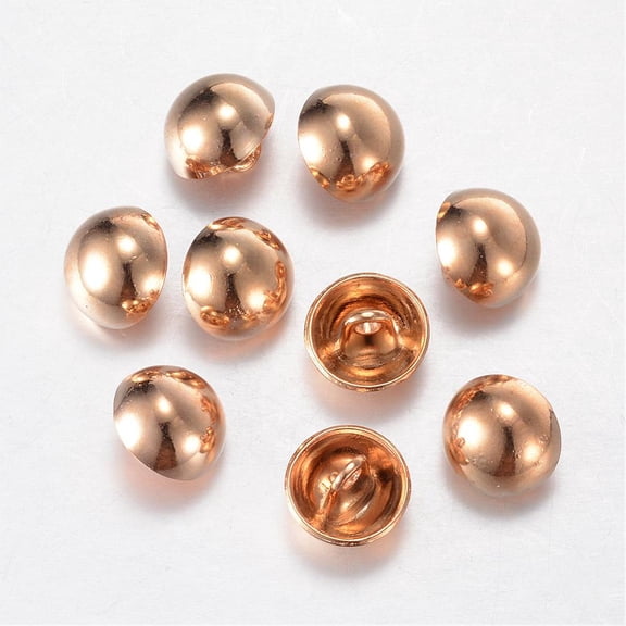 20pc Alloy Shank Buttons 1-Hole Dome/Half Round Light Gold 15x10mm Hole: 1.5mm
