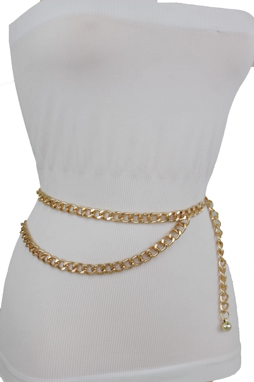 New Hot Women Belt Gold Metal Chain Links Hip Waist Fashion Accessories
