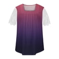 thumbnail image 4 of ICHUANYI Clearance Women Summer Sexy Regular Lace Short Sleeve Women Short Sleeves Top(Red, XL) ICHUANYI WER2023081403275, 4 of 5