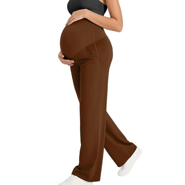 Womens Fall Tops, Solid Color Wide Leg Casual Fall Winter Straight Leg Support High Waist, Maternity Pants