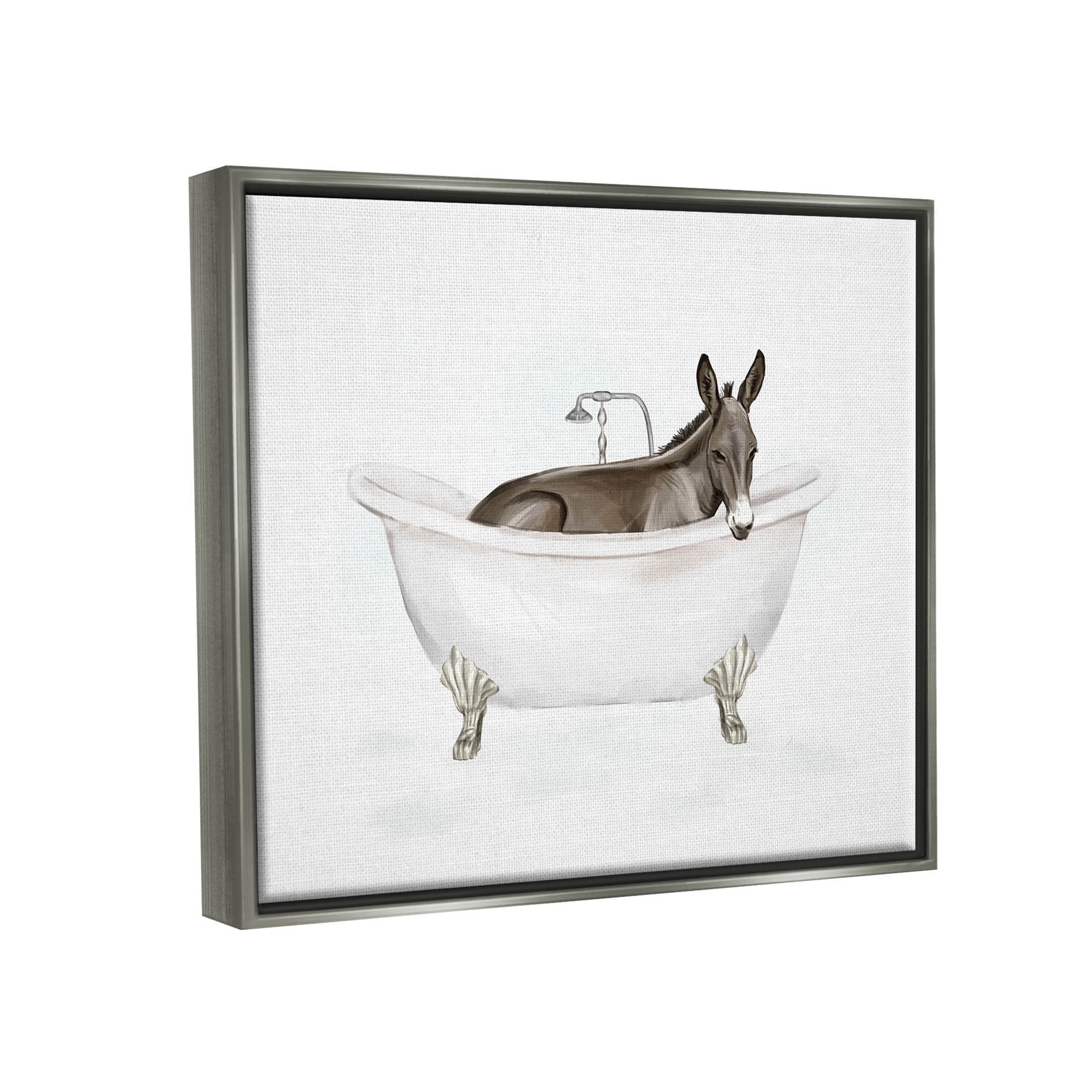 Donkey Bathroom Tub Animal Animals & Insects Graphic Art Luster Gray Framed Art Print Wall Art