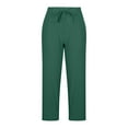 thumbnail image 6 of Sevevn Women'summer Cotton And Linen Solid Color Loose Straight Leg Pants With Pockets And Drawstring Great Gifts for Less Army Green L, 6 of 6