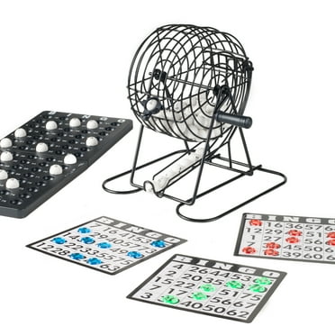 Hey Play Bingo Set with Tumbler Cage, Master Board, Sheets, and Markers