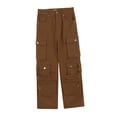 thumbnail image 2 of Pantalones cargo, pantalones de trabajo, pantalones de trabajo de pierna ancha y recta, monos de corte holgado Marrón, 2 of 9