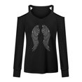 thumbnail image 4 of Womens Casual Fall Tops V Neck Printed Long Sleeve Cold Shoulder Pullover Sweatshirt Blouses Ladies Tops, 4 of 5