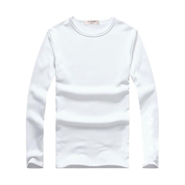 Sonducket Top básico para hombre, ropa interior cálida de manga larga con cuello redondo, Base para clima frío, ropa de Color sólido, Jersey, camiseta, Camisetas METRO Espesar blanco Sonducket AP013161-01