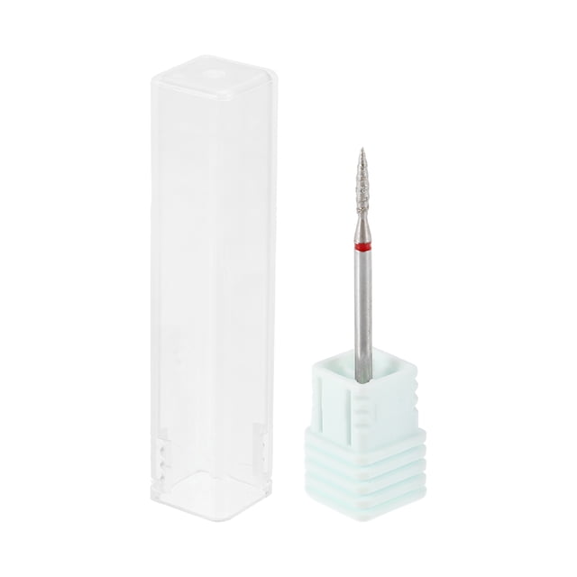 Brocas de uñas de acero inoxidable Unique Bargains, brocas para taladro de uñas que eliminan la piel muerta en los bordes de las uñas, tono plateado, espiral larga roja F