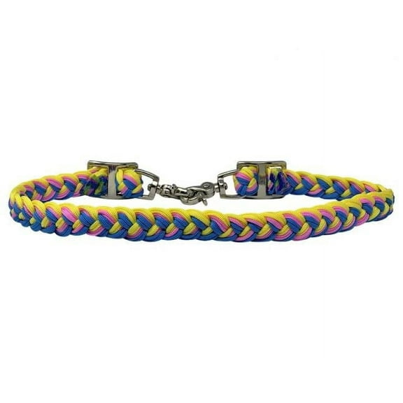 Showman Blue, Yellow & Pink Braided Nylon Wither Strap