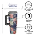 thumbnail image 4 of 40oz Pioneer Flower Floral Print Pattern Insulated Tumbler with Handle, BPA-Free Leak Proof Lid and Straws, Double Wall Vacuum, Hot 12h/Cold 34h, 4 of 6