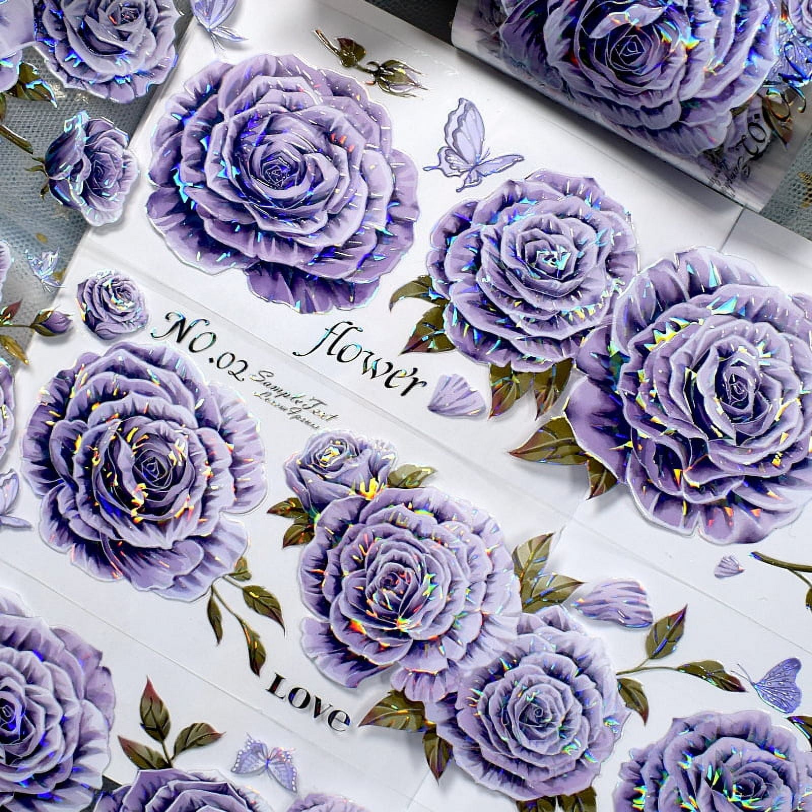 Original Floral PET Tape - Creative Rose Flower Design for Scrapbooking and DIY Journals