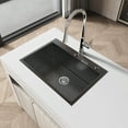 thumbnail image 4 of Izzovium 27"x19" Single Bowl Black Stainless Steel Kitchen Sink, Overmount Handmade Design with US Standard Drain and Hook, 304 Gauge 20 Steel, Sound Absorbing & Fingerprint Resistant, 4 of 8