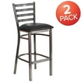 thumbnail image 2 of Flash Furniture 2 Pack HERCULES Series Silver Antique Finish with Clear Coat Ladder Back Metal Restaurant Barstool - Black Vinyl Seat, 2 of 14